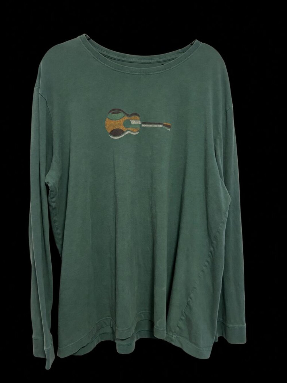 Life is Good XL Long Sleeve Guitar Graphic Shirt Green Music Is What Color Sound